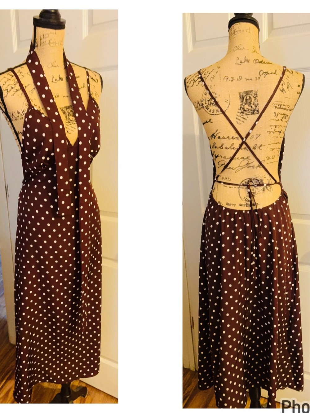 Zara Brown Polka Dot Slip Dress S NWOT - Picture 4 of 13
